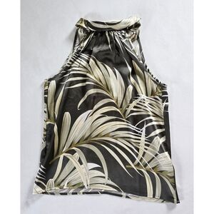 Rachel Zoe▪️Sleeveless Halter Tie Palm Print Silky Top